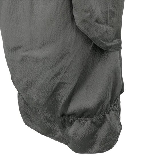 BCBG Max Azria Draped Silk Blouse Size XXS Gray Cape Sleeve Ruched Pleated - Picture 7 of 12